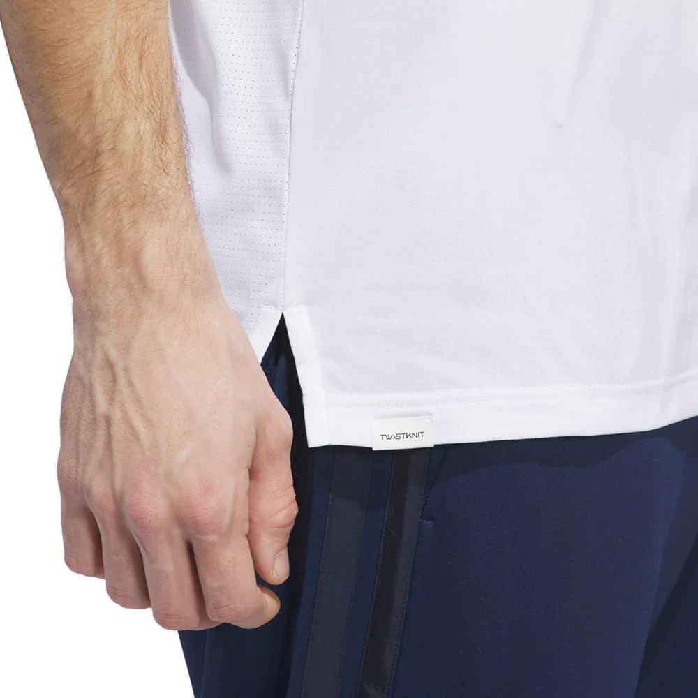 adidas Beyond The Course Vent Twistknit Polo Shirt - White/Frozen Lemon - Image 5