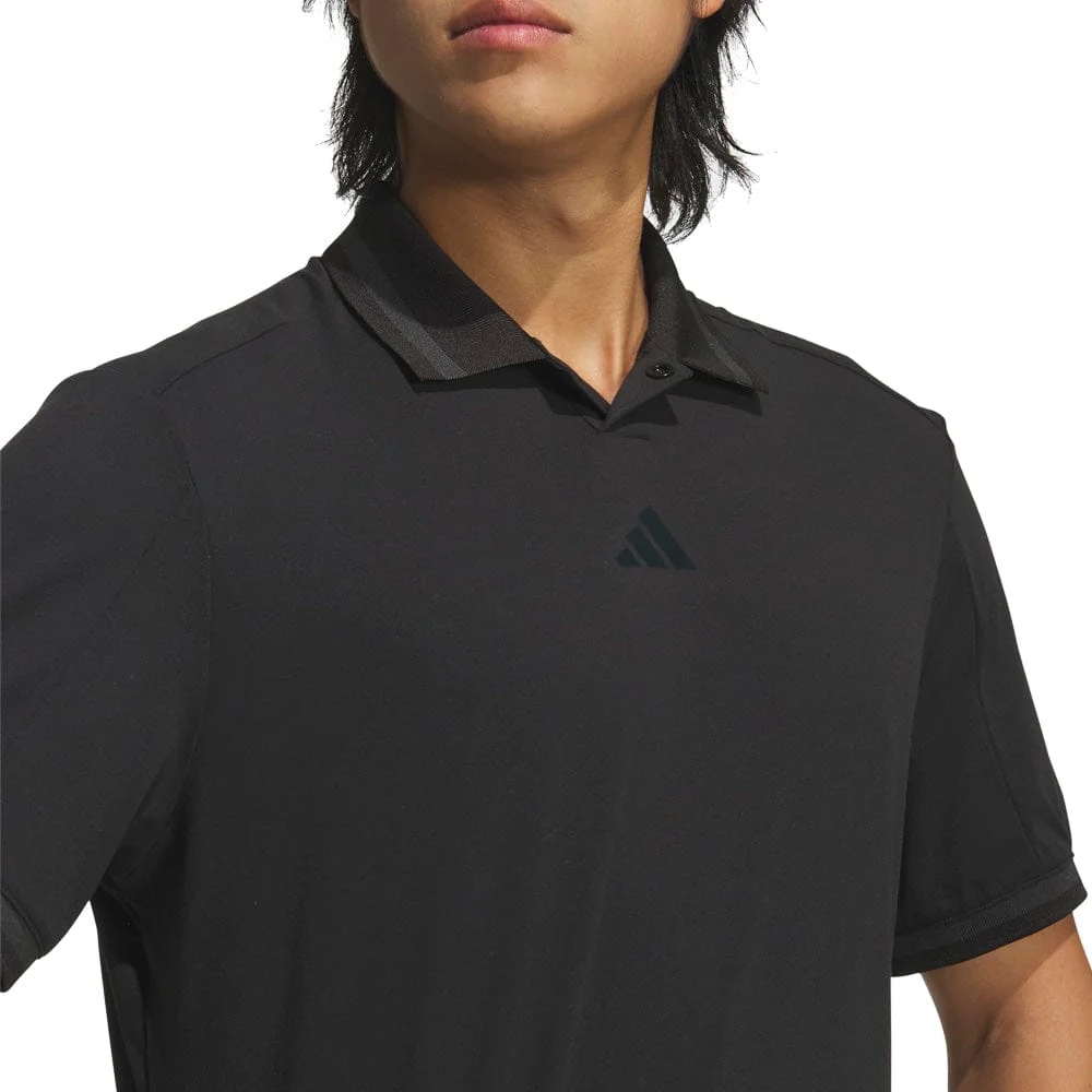 adidas Beyond Vent Twistknit Polo Shirt - Black/Black - Image 3