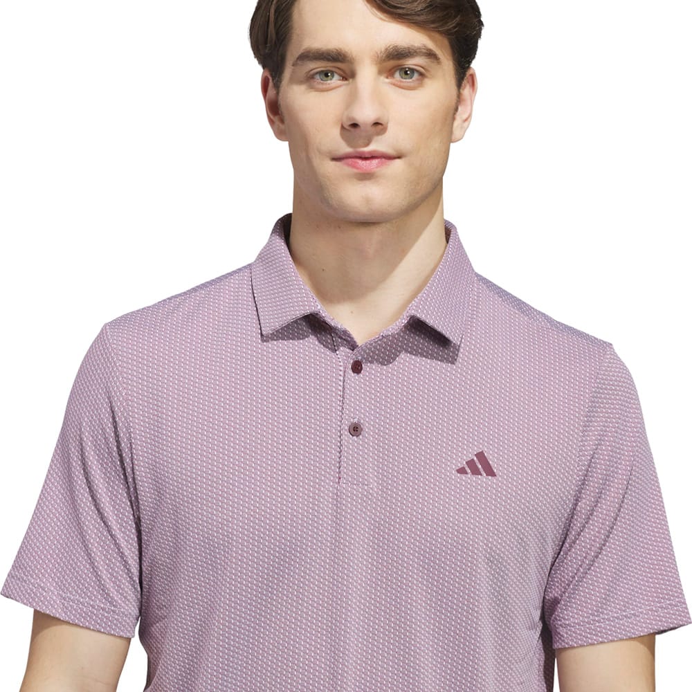 adidas Performance Textured Polo Shirt - White/Maroon - Image 4