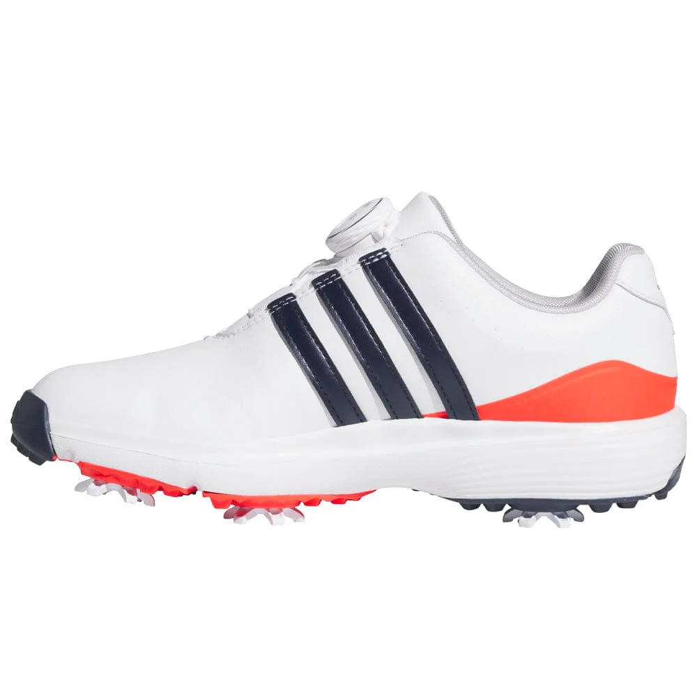 adidas Tour360 24 Boa Junior Golf Shoes - Cloud White/Collegiate Navy/Lucid Red - Image 3
