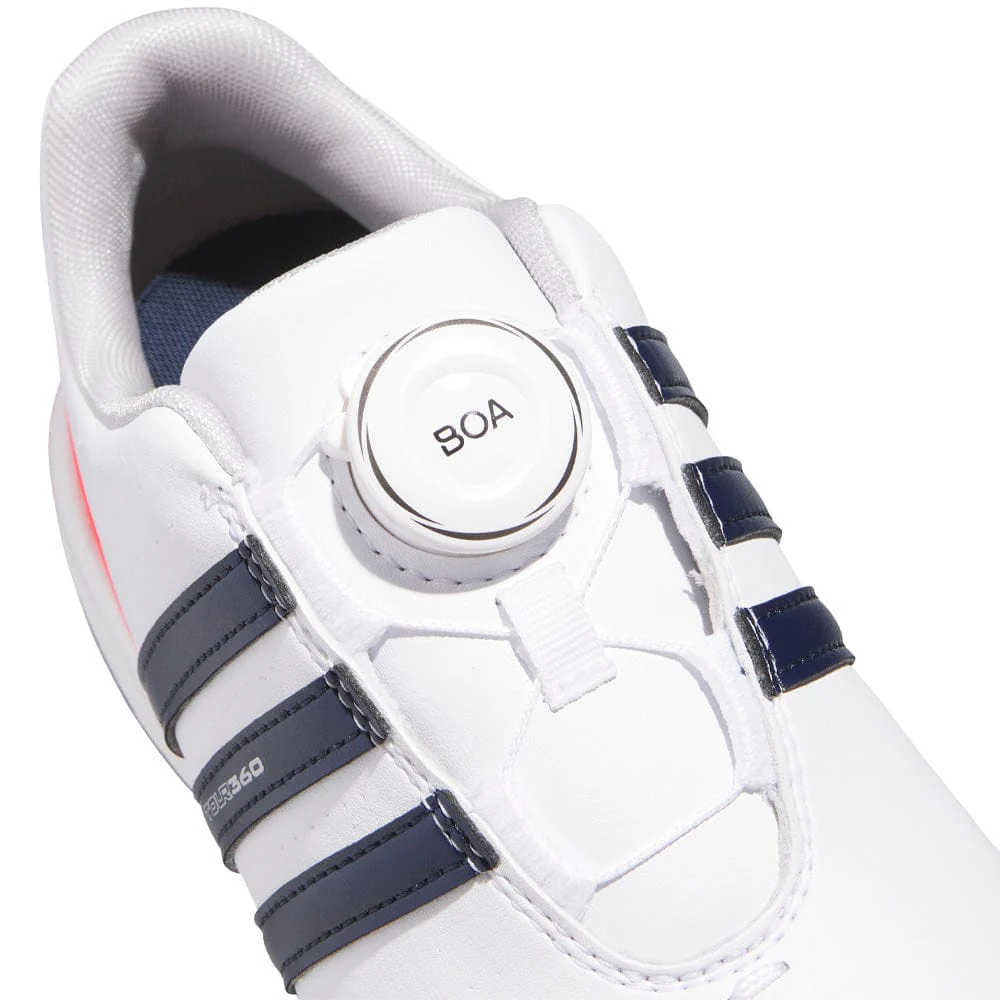 adidas Tour360 24 Boa Junior Golf Shoes - Cloud White/Collegiate Navy/Lucid Red - Image 7