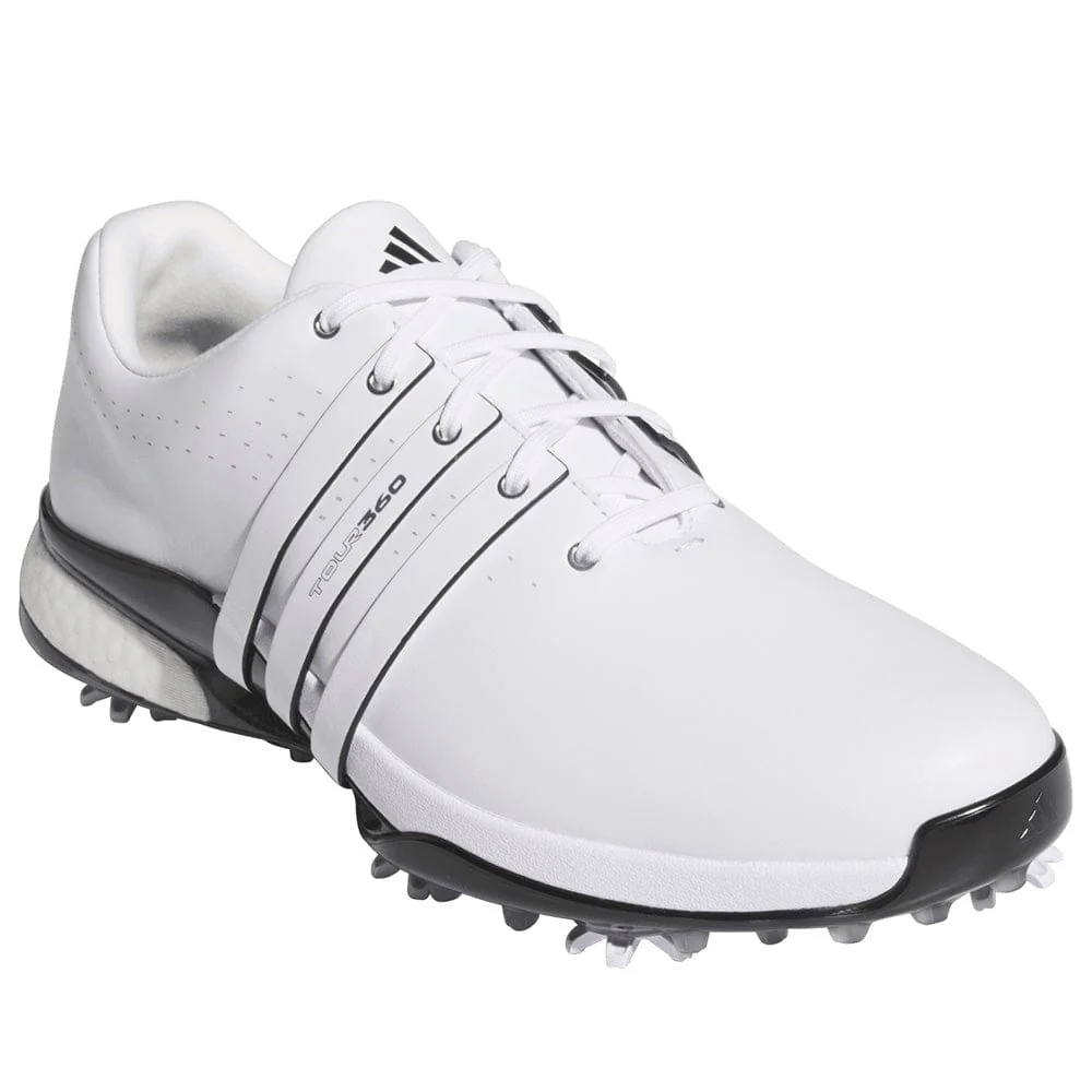 adidas Tour360 24 Spiked Waterproof Shoes - Cloud White/Core Black/Lucid Ray Blue - Image 5