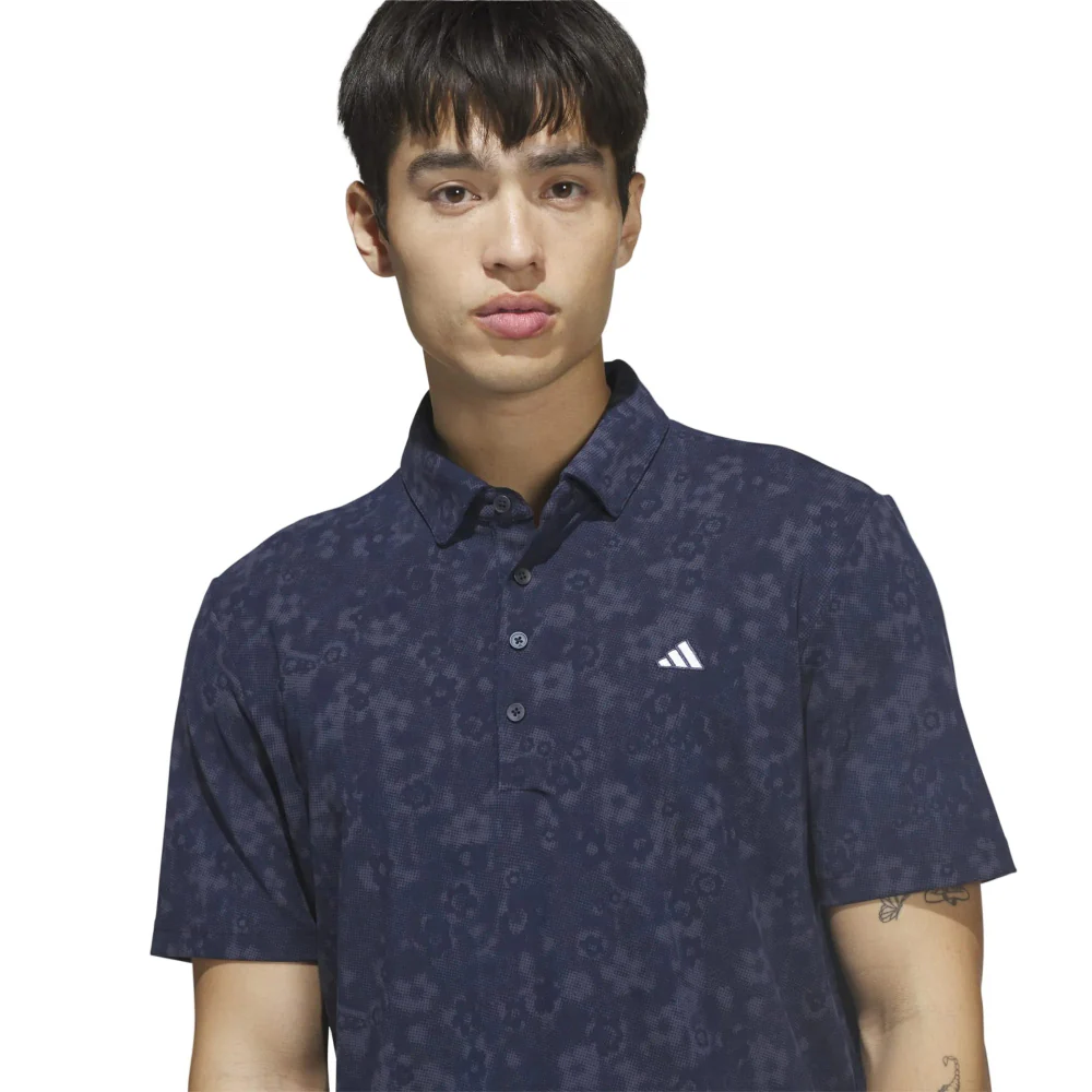 adidas Ultimate365+ Climacool Butterspun Mighty Blossom Print Polo Shirt - Collegiate Navy - Image 5