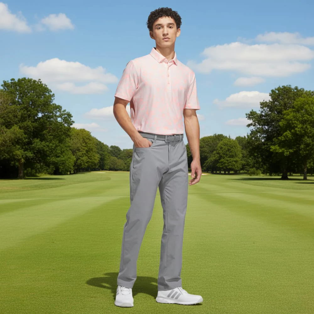 adidas Ultimate365+ Climacool Butterspun Mighty Blossom Print Polo Shirt - Distilled Pink - Image 4