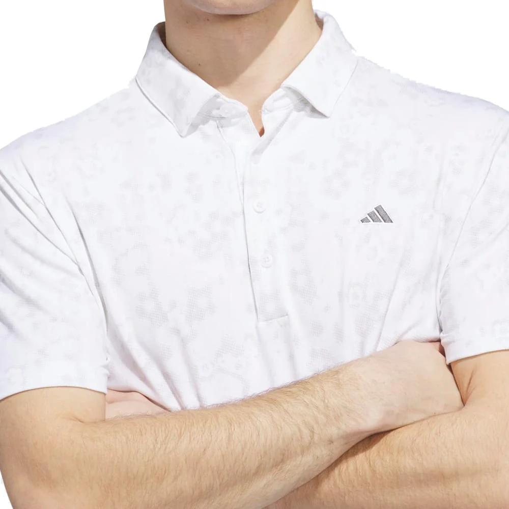 adidas Ultimate365+ Climacool Butterspun Mighty Blossom Print Polo Shirt - White - Image 5
