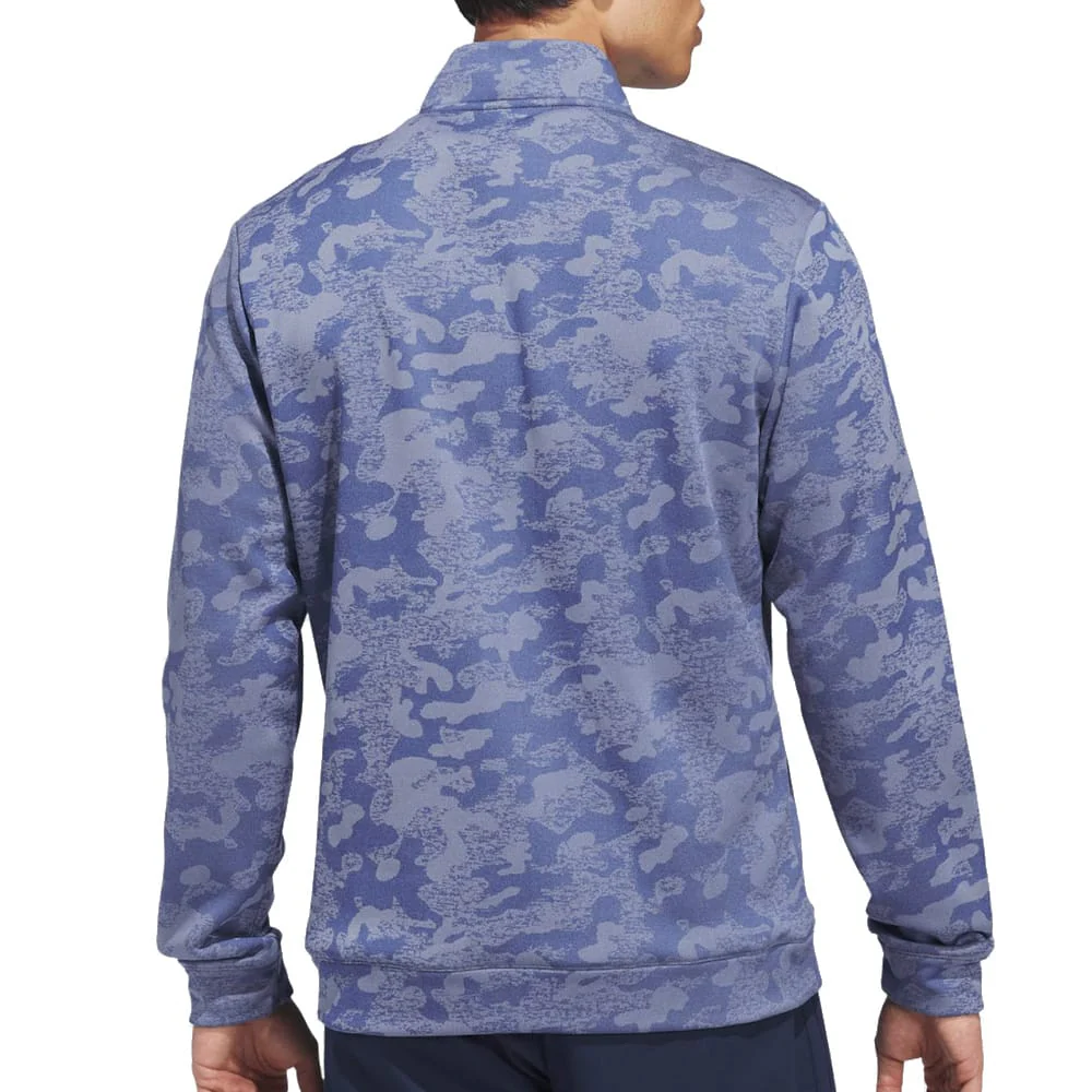 adidas Ultimate365 Durable Water Repellant Quarter-Zip Sweatshirt - Dual Indigo/Frozen Lemon - Image 2