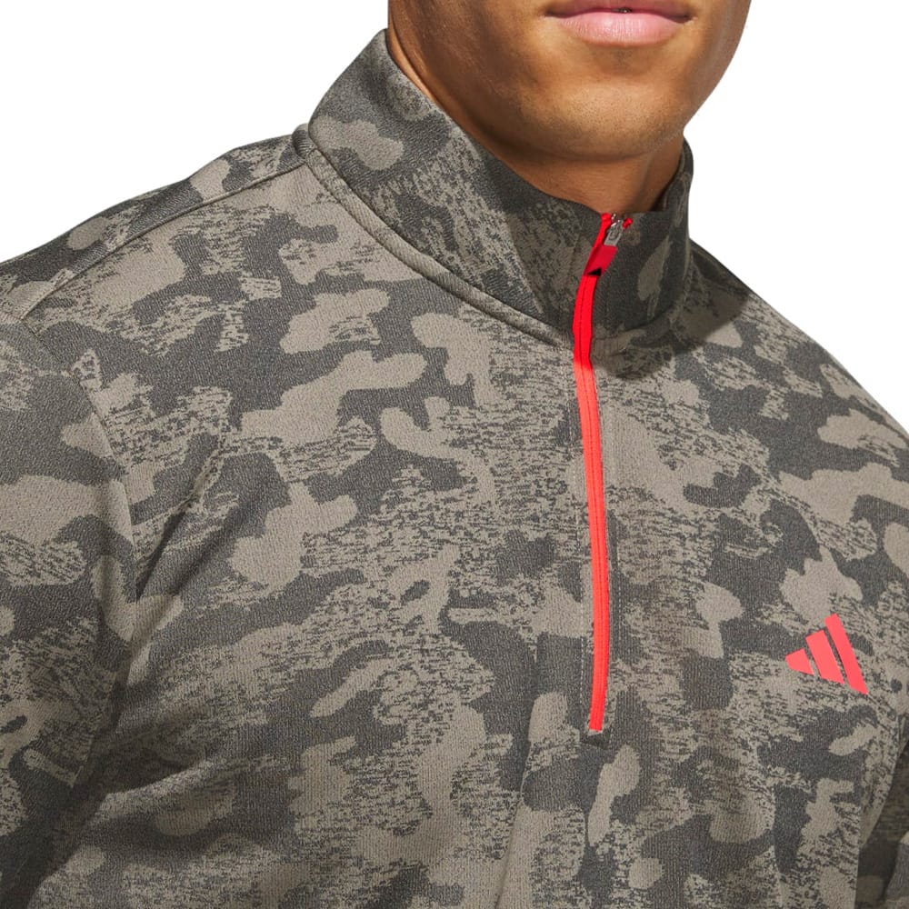 adidas Ultimate365 Durable Water Repellant Quarter-Zip Sweatshirt - Khaki Six/Solar Turbo - Image 3