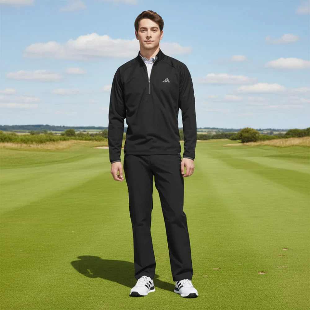 adidas Ultimate365 Durable Water Repellent Wind Quarter-Zip - Black/Grey Five - Image 4