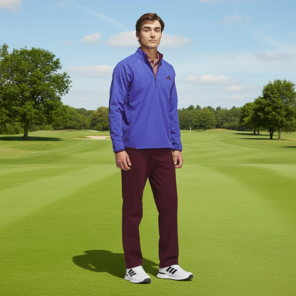 adidas Ultimate365 Durable Water Repellent Wind Quarter-Zip - Dual Indigo/Maroon - Image 4