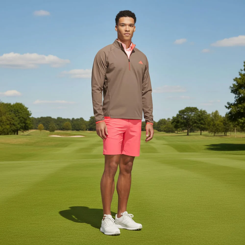 adidas Ultimate365 Durable Water Repellent Wind Quarter-Zip - Khaki Six/Solar Turbo - Image 4