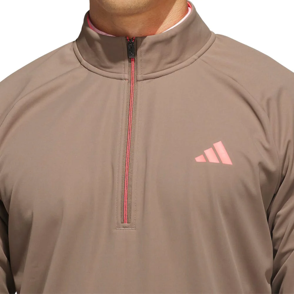adidas Ultimate365 Durable Water Repellent Wind Quarter-Zip - Khaki Six/Solar Turbo - Image 5