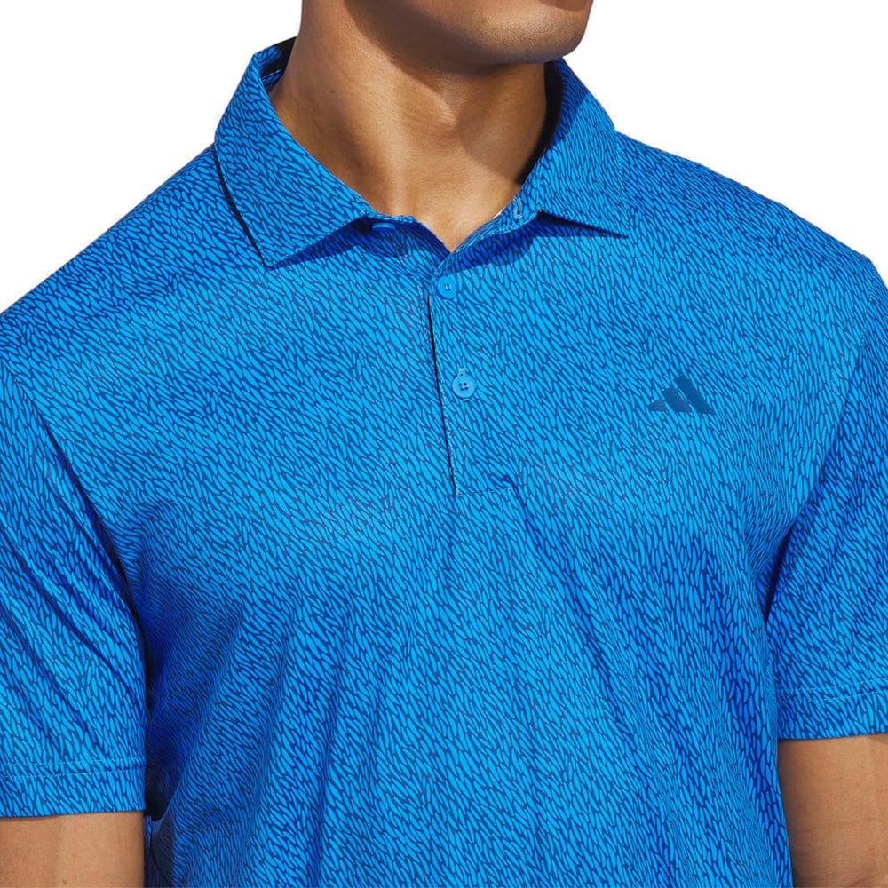 adidas Ultimate365 Feather Print Polo Shirt - Dusky Petrol/Lucid Ray Blue - Image 3