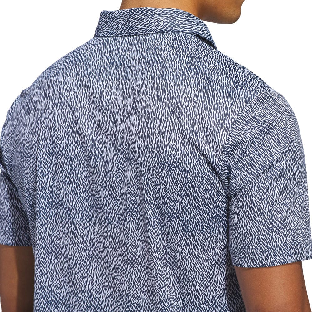 adidas Ultimate365 Feather Print Polo Shirt - White/Collegiate Navy - Image 4