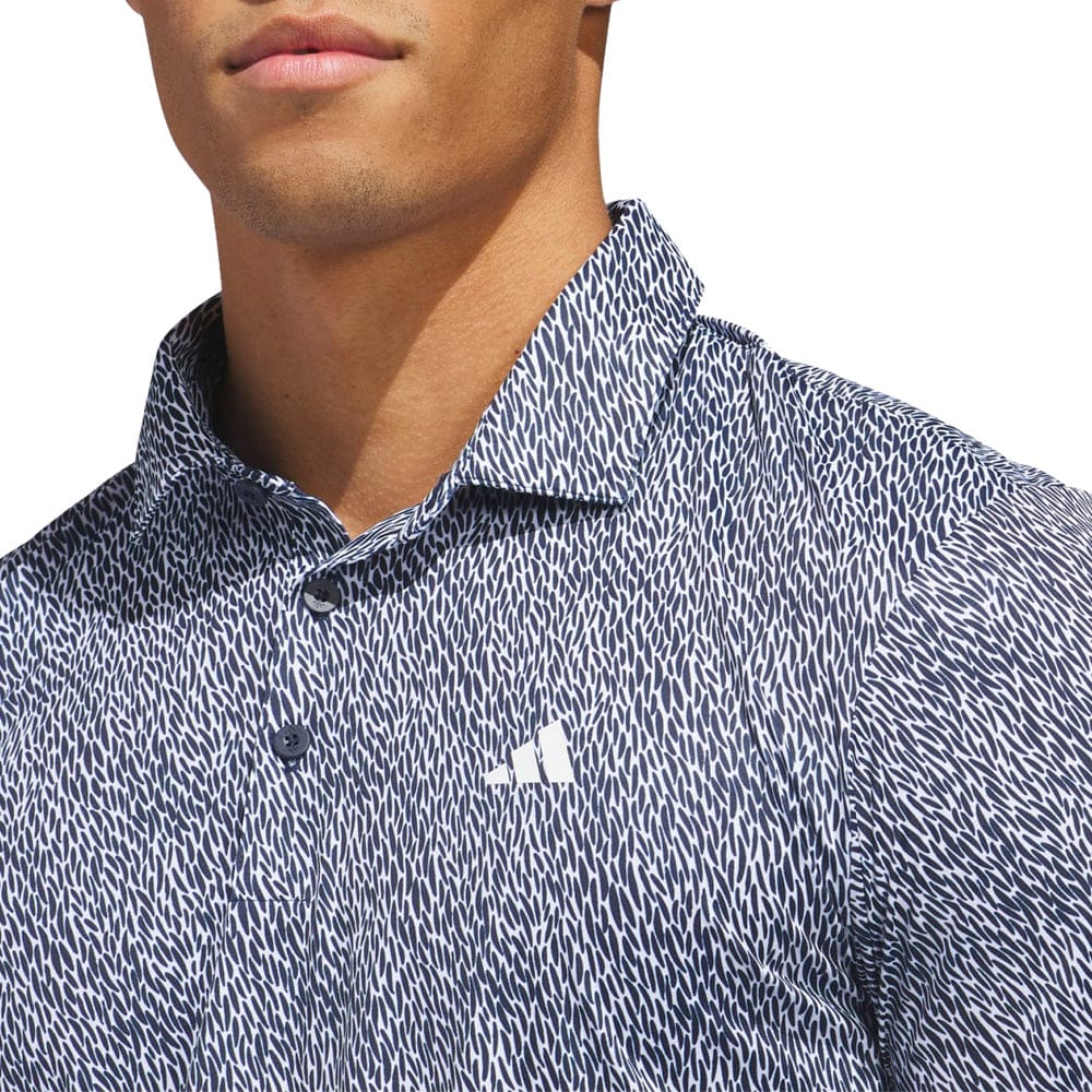 adidas Ultimate365 Feather Print Polo Shirt - White/Collegiate Navy - Image 5