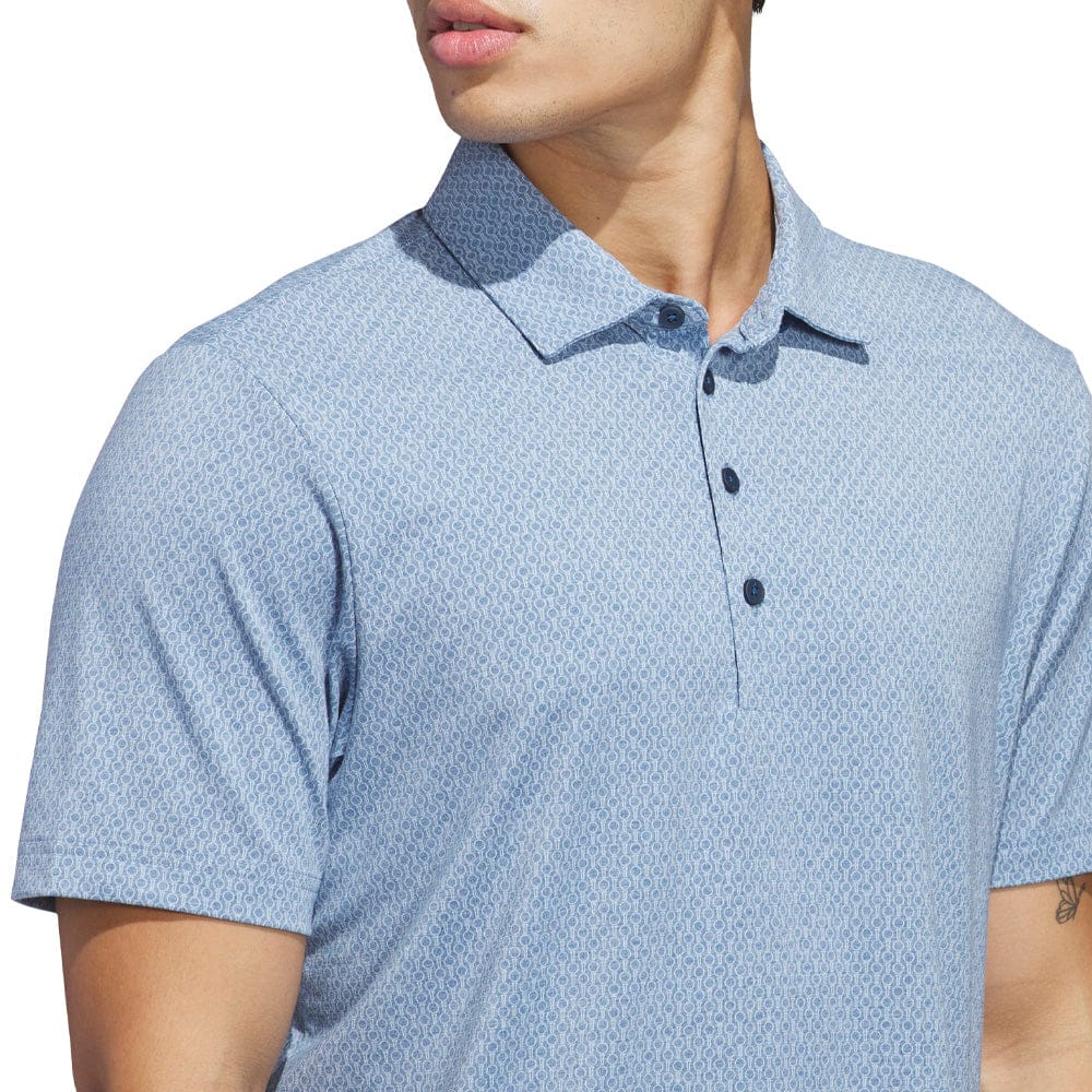 adidas Ultimate365+ Go-To Print Polo Shirt - Dusky Petrol/Crystal Sky - Image 4