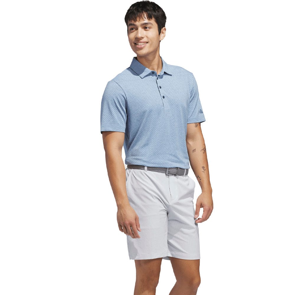 adidas Ultimate365+ Go-To Print Polo Shirt - Dusky Petrol/Crystal Sky - Image 6