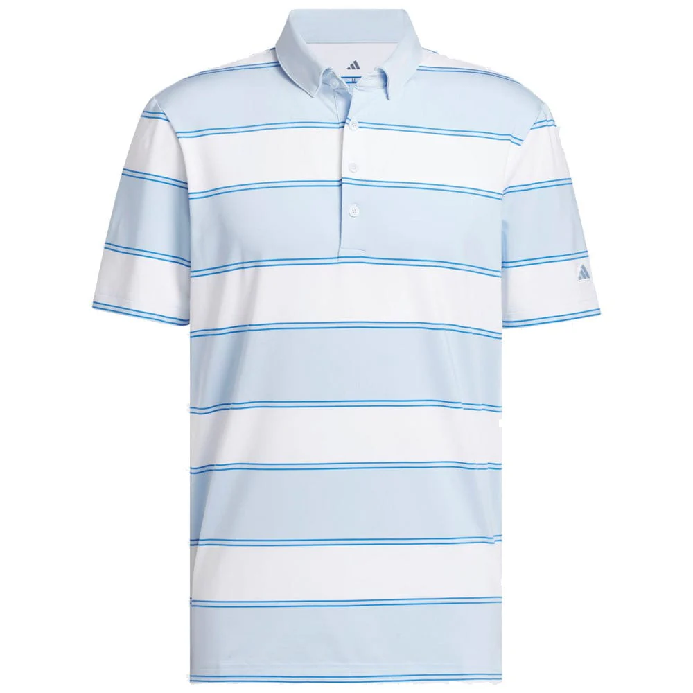 adidas Ultimate365+ Jumbo Stripe Climacool Polo Shirt - Crystal Sky/White - Image 3