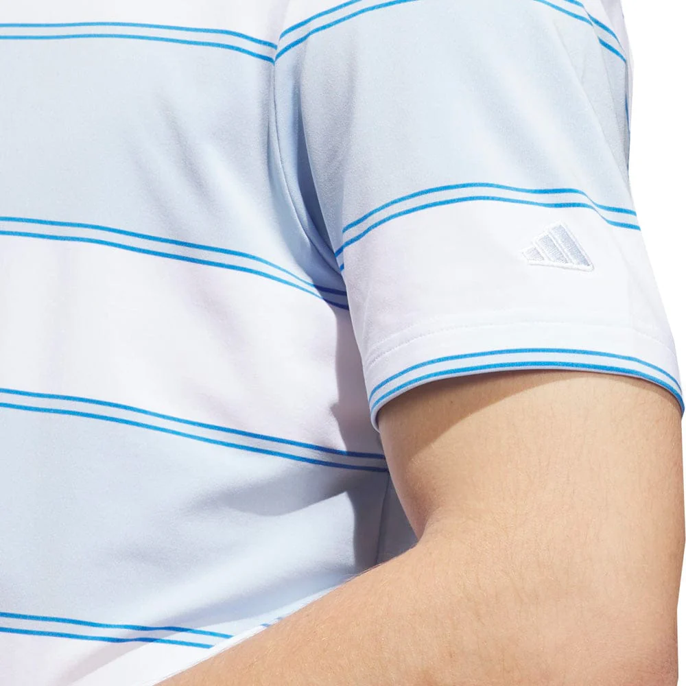 adidas Ultimate365+ Jumbo Stripe Climacool Polo Shirt - Crystal Sky/White - Image 5