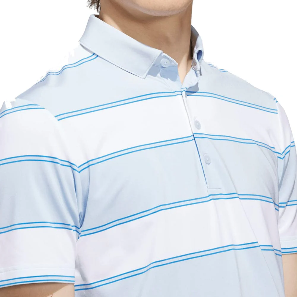 adidas Ultimate365+ Jumbo Stripe Climacool Polo Shirt - Crystal Sky/White - Image 6