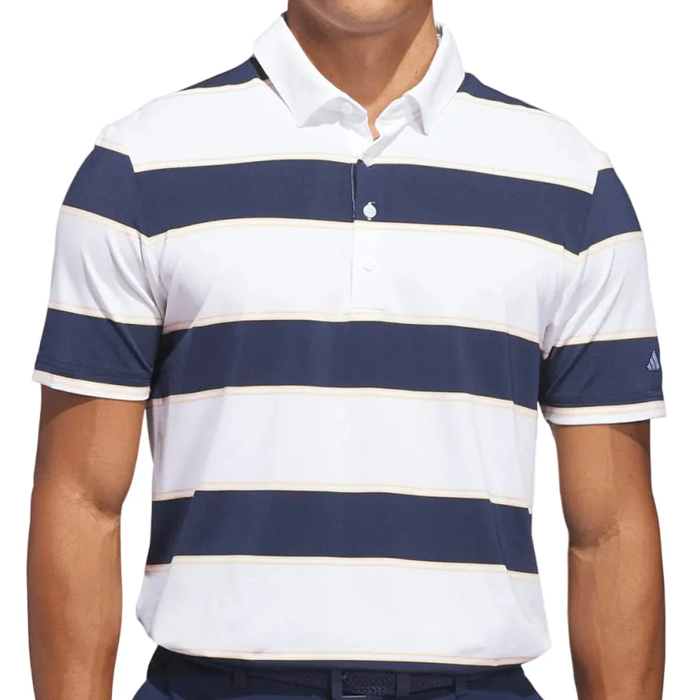 adidas Ultimate365+ Jumbo Stripe Climacool Polo Shirt - White/Collegiate Navy