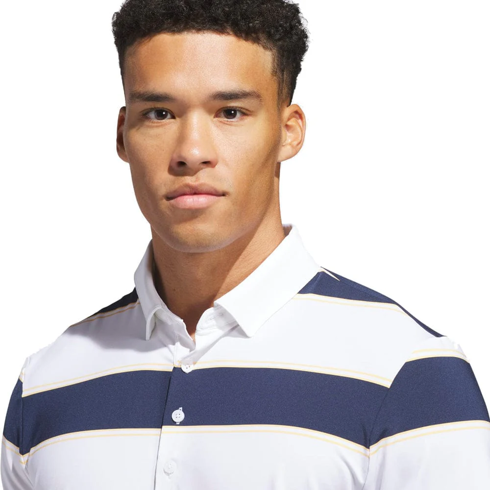 adidas Ultimate365+ Jumbo Stripe Climacool Polo Shirt - White/Collegiate Navy - Image 4