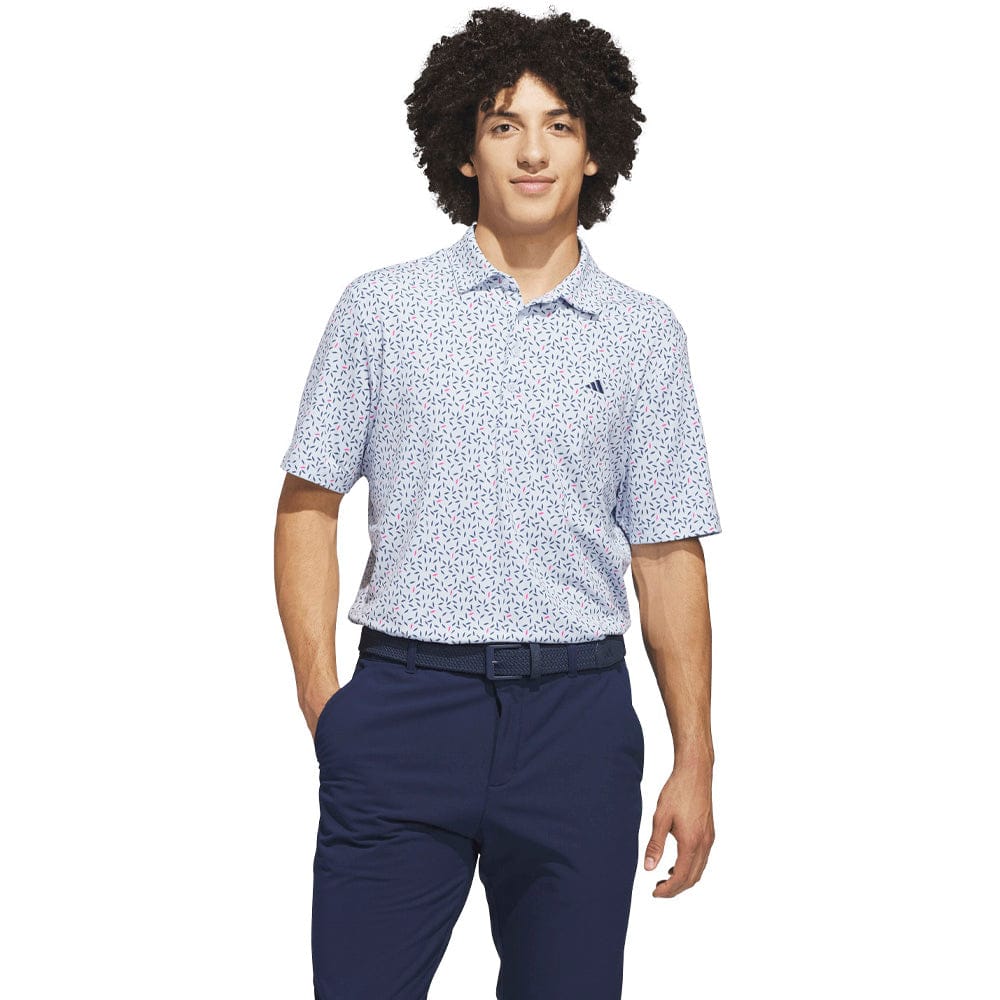 adidas Ultimate365+ Soft Print Polo Shirt - Crystal Sky/Dusky Petrol - Image 4