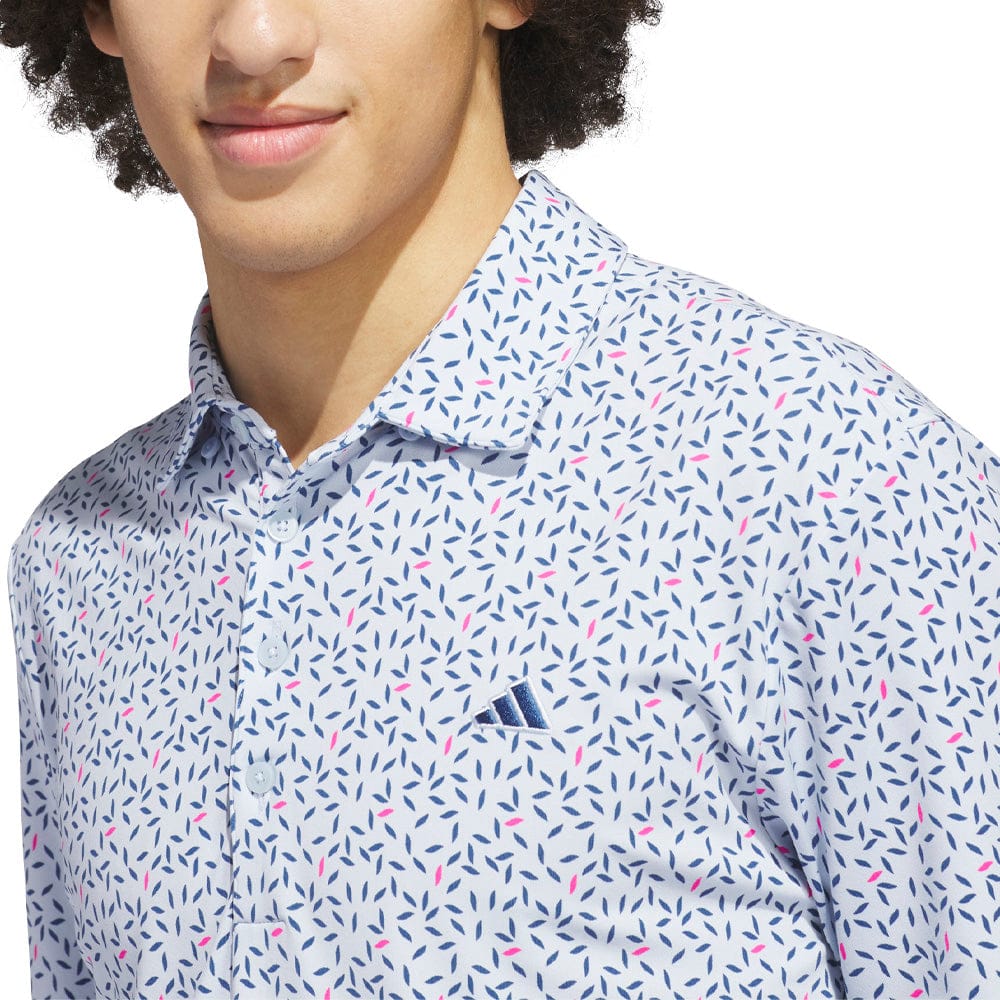 adidas Ultimate365+ Soft Print Polo Shirt - Crystal Sky/Dusky Petrol - Image 5