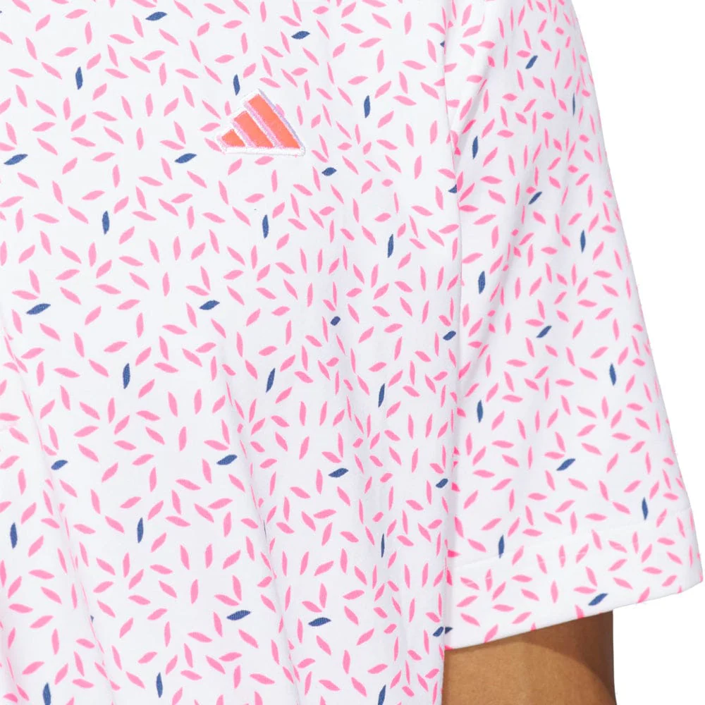 adidas Ultimate365+ Soft Print Polo Shirt - White/Lucid Pink - Image 4