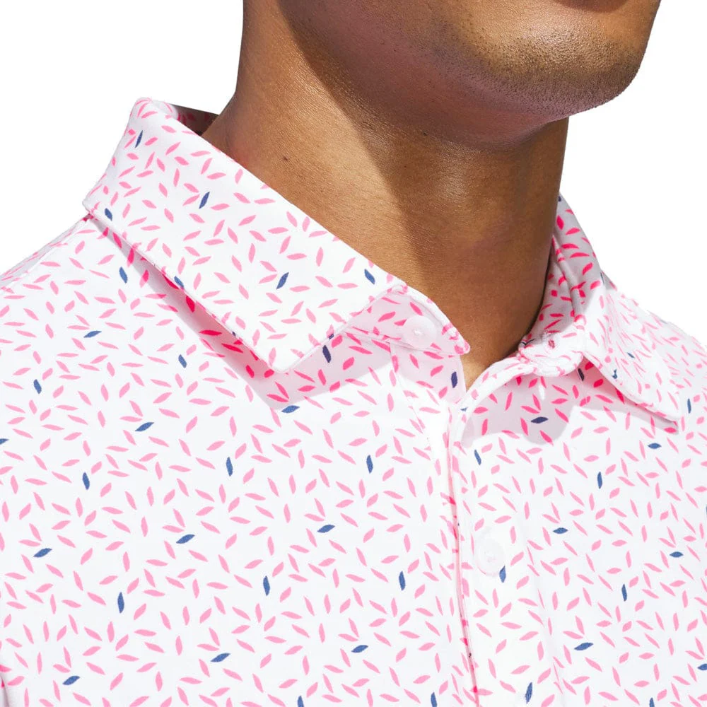 adidas Ultimate365+ Soft Print Polo Shirt - White/Lucid Pink - Image 5