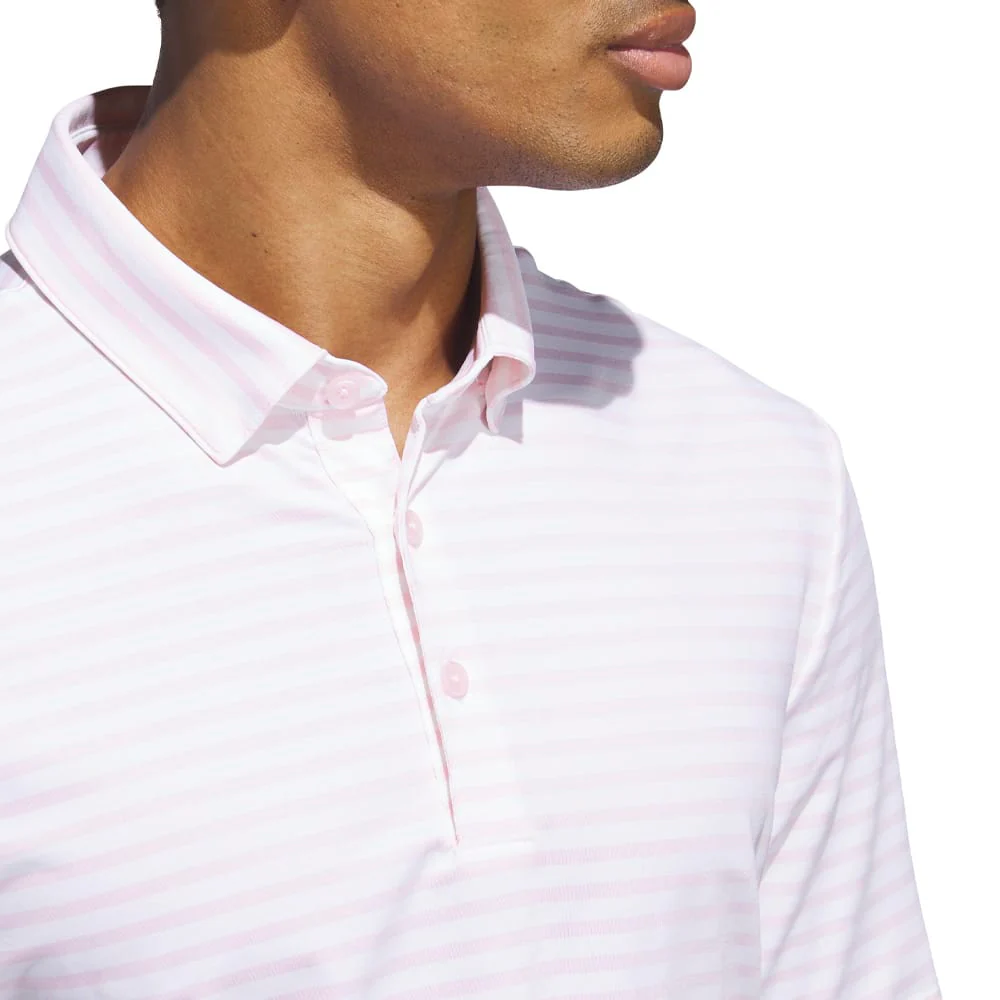 adidas Ultimate365 Stripe Polo Shirt - Clear Pink/White - Image 5