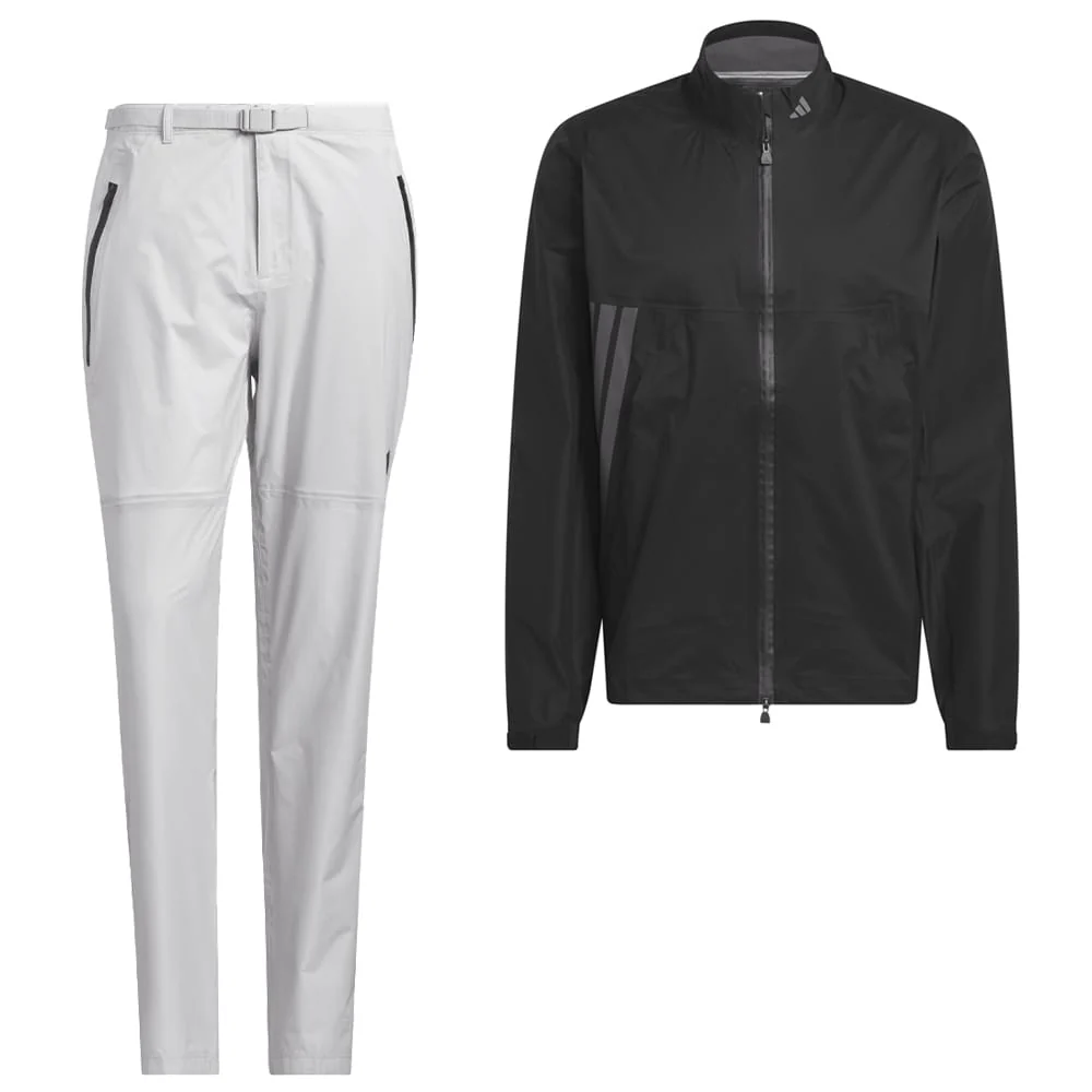 adidas Ultimate365 Tour Climaproof+ Waterproof Full-Zip Rain Suit - Black/Grey One