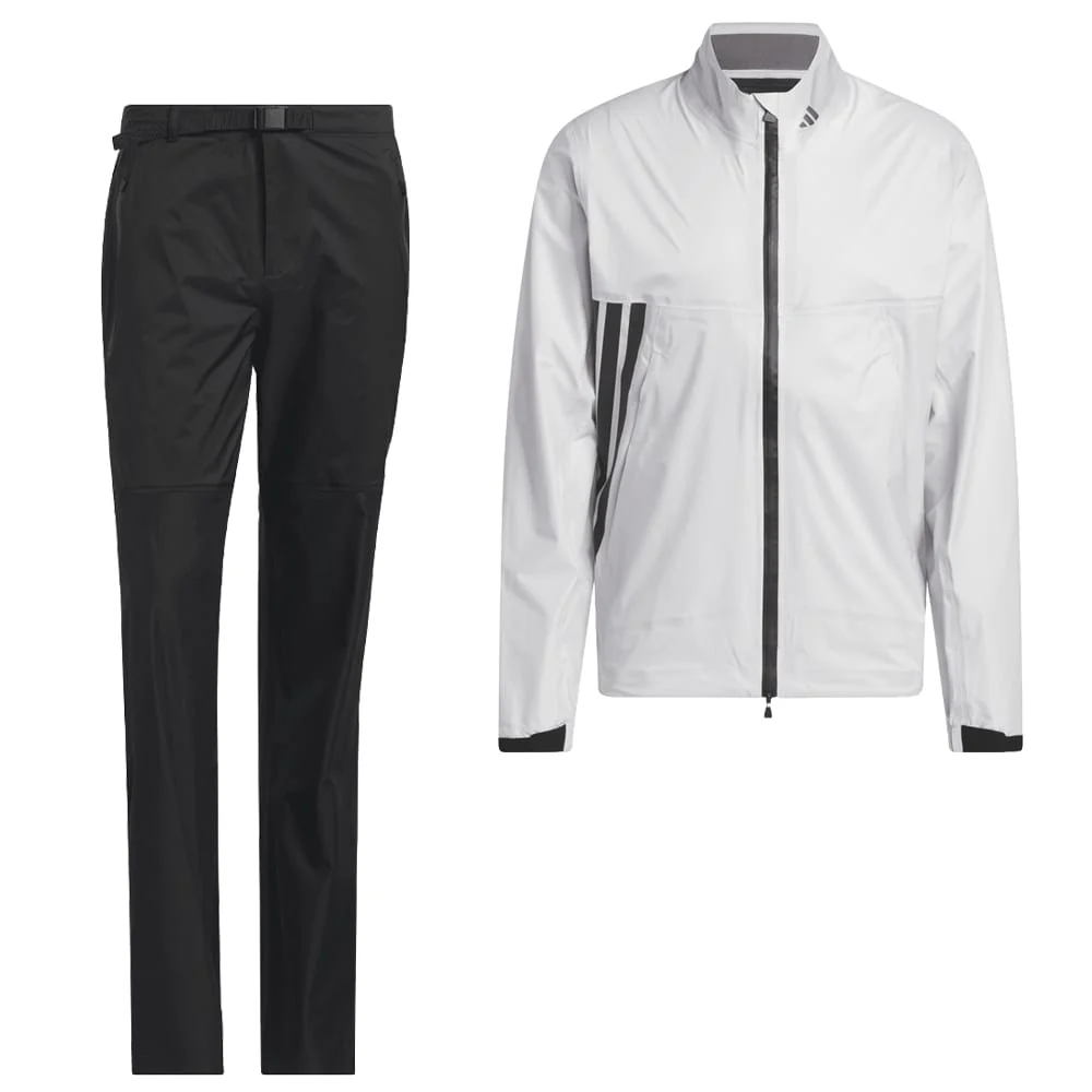 adidas Ultimate365 Tour Climaproof+ Waterproof Full-Zip Rain Suit - Grey One/Black