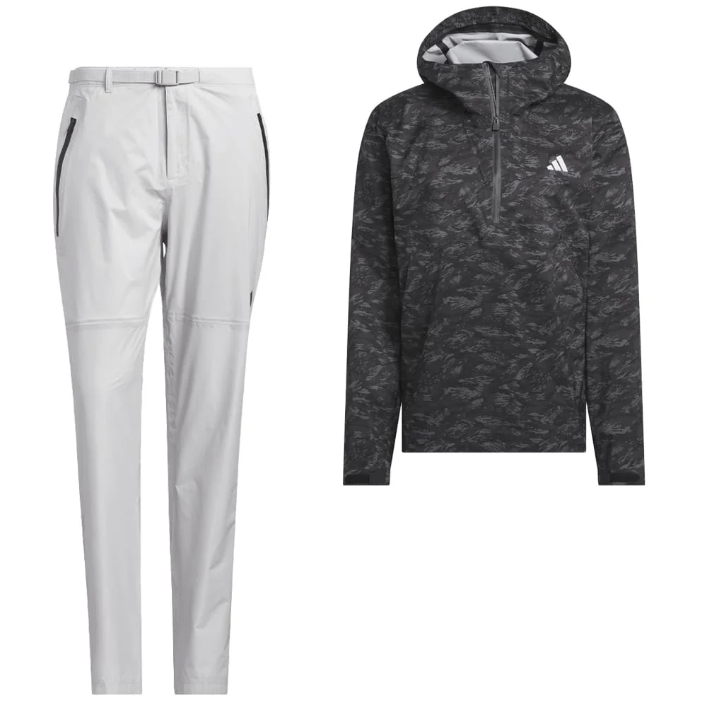 adidas Ultimate365 Tour Climaproof+ Waterproof Parka Rain Suit - Black/Grey One