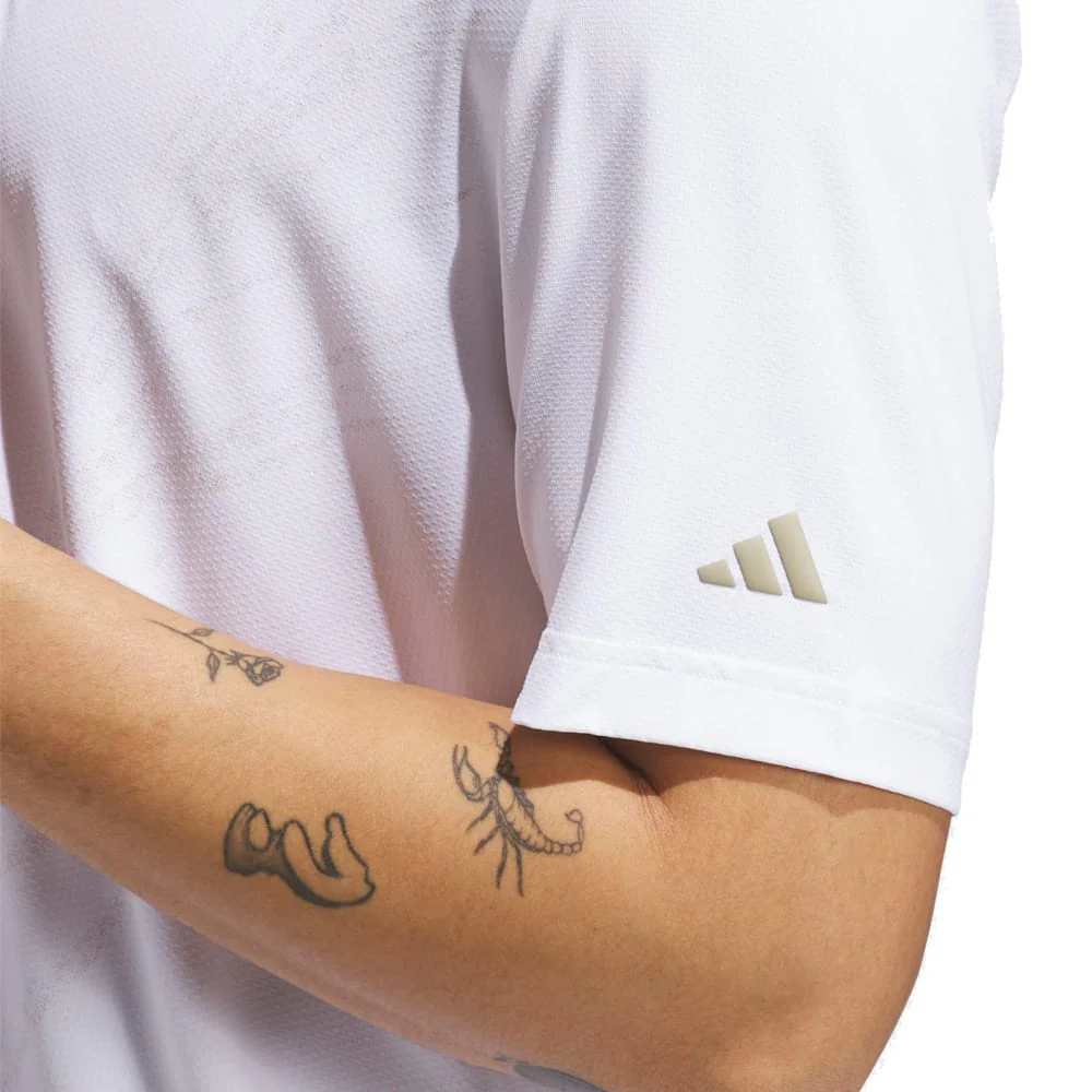 adidas Ultimate365 Tour Cool Feeling Fescue Polo Shirt - White - Image 3