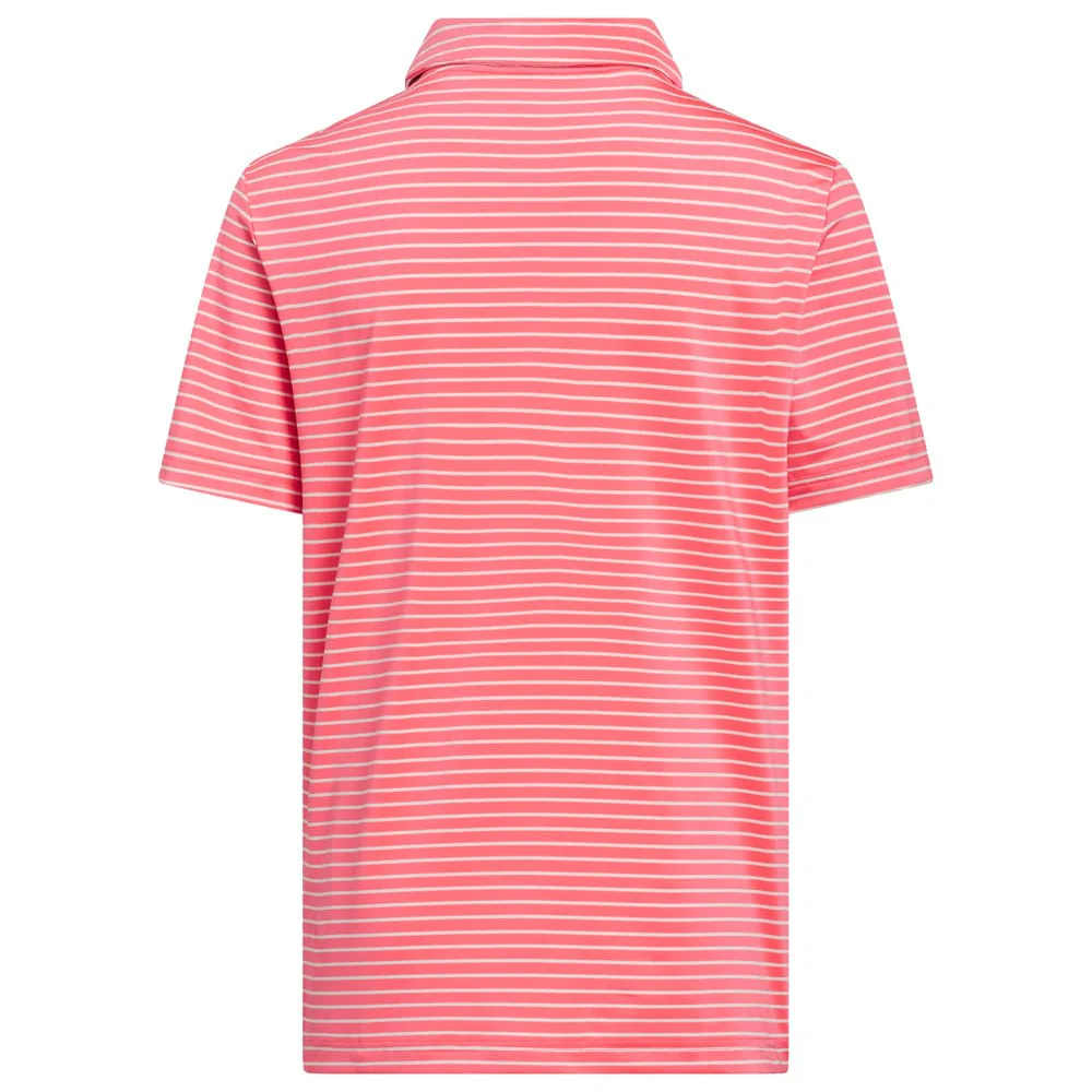 adidas Youth Climacool Striped Polo Shirt - Pure Turbo/White - Image 2