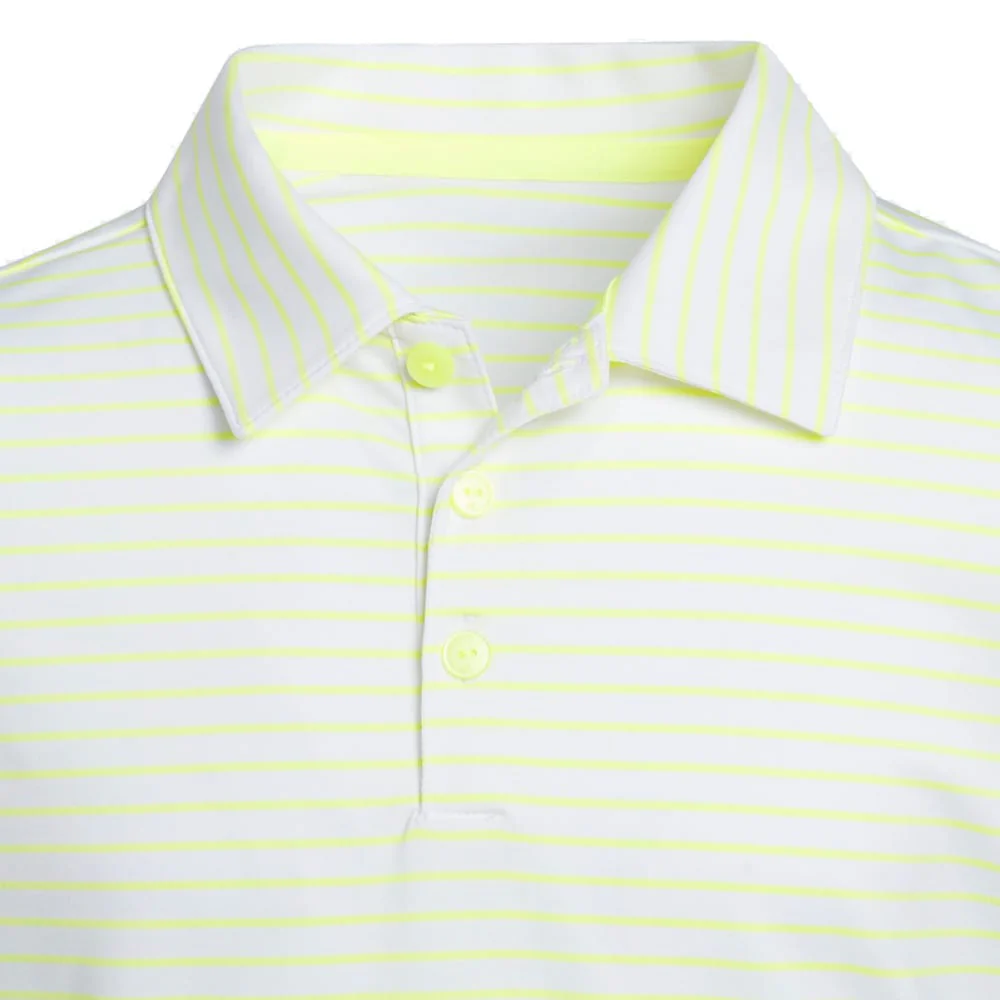 adidas Youth Climacool Striped Polo Shirt - Solar Lemon/White - Image 3