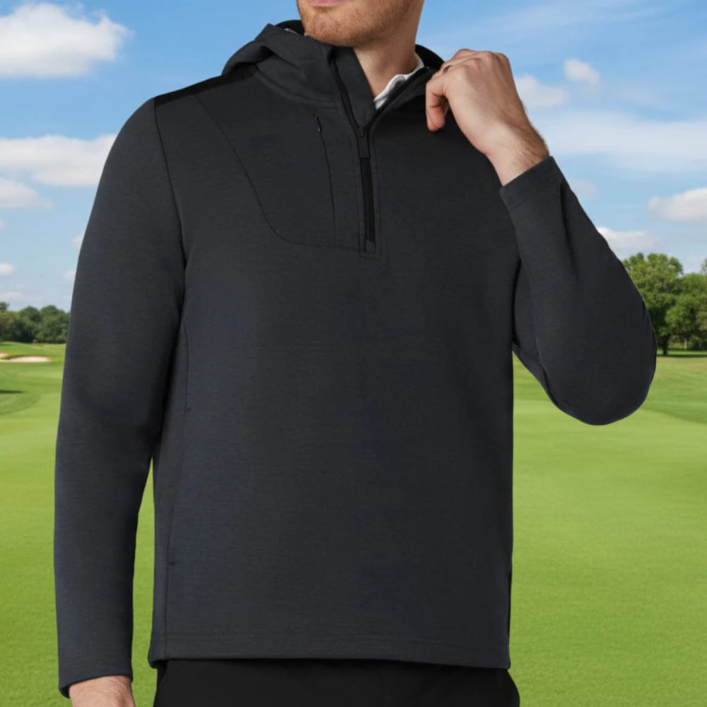 Callaway 1/4 Zip Premium Hoodie - Black Heather - Image 5