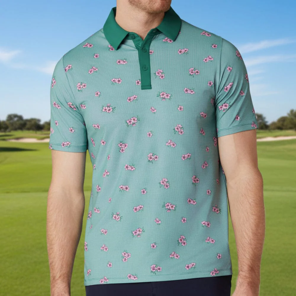Callaway Azalea Gingham Polo Shirt - Galapagos Green - Image 7