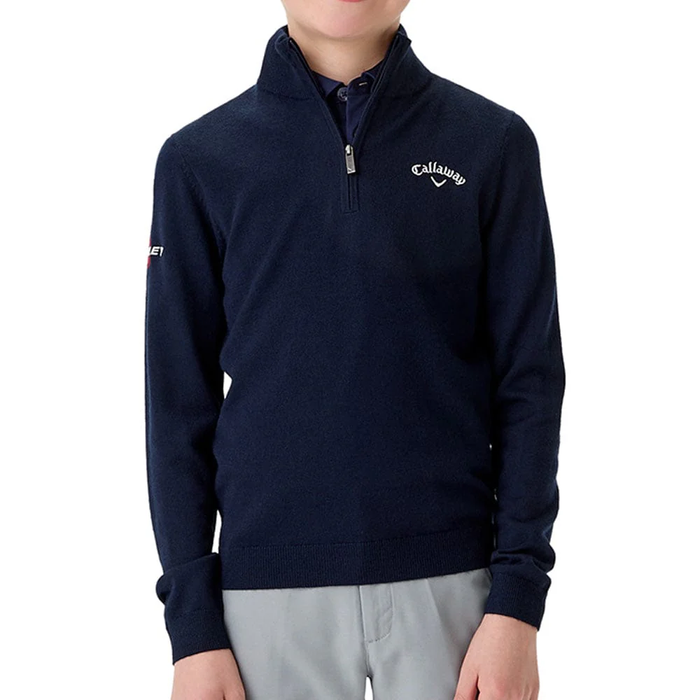 Callaway Boys Odyssey 1/4 Zip Sweater - Navy Blue - Image 3