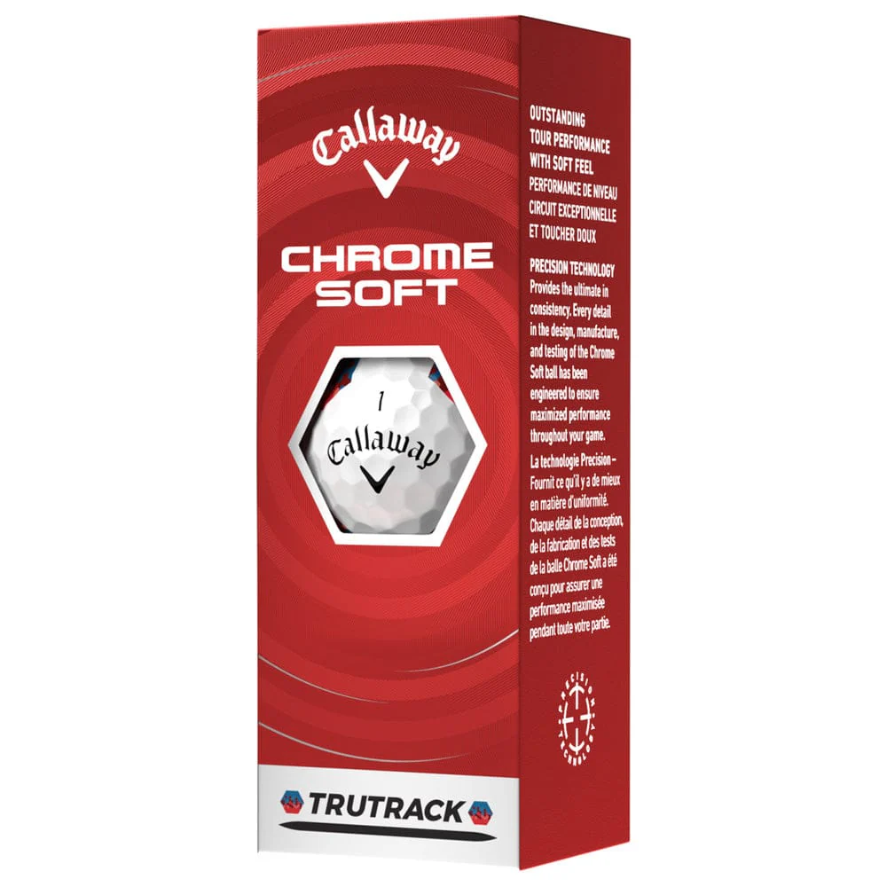 Callaway Chrome Soft TruTrack Golf Balls - White/Blue/Red - 12 Pack - Image 6
