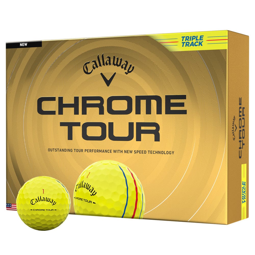 Callaway Chrome Tour Triple Track Golf Balls - Yellow - 12 Pack