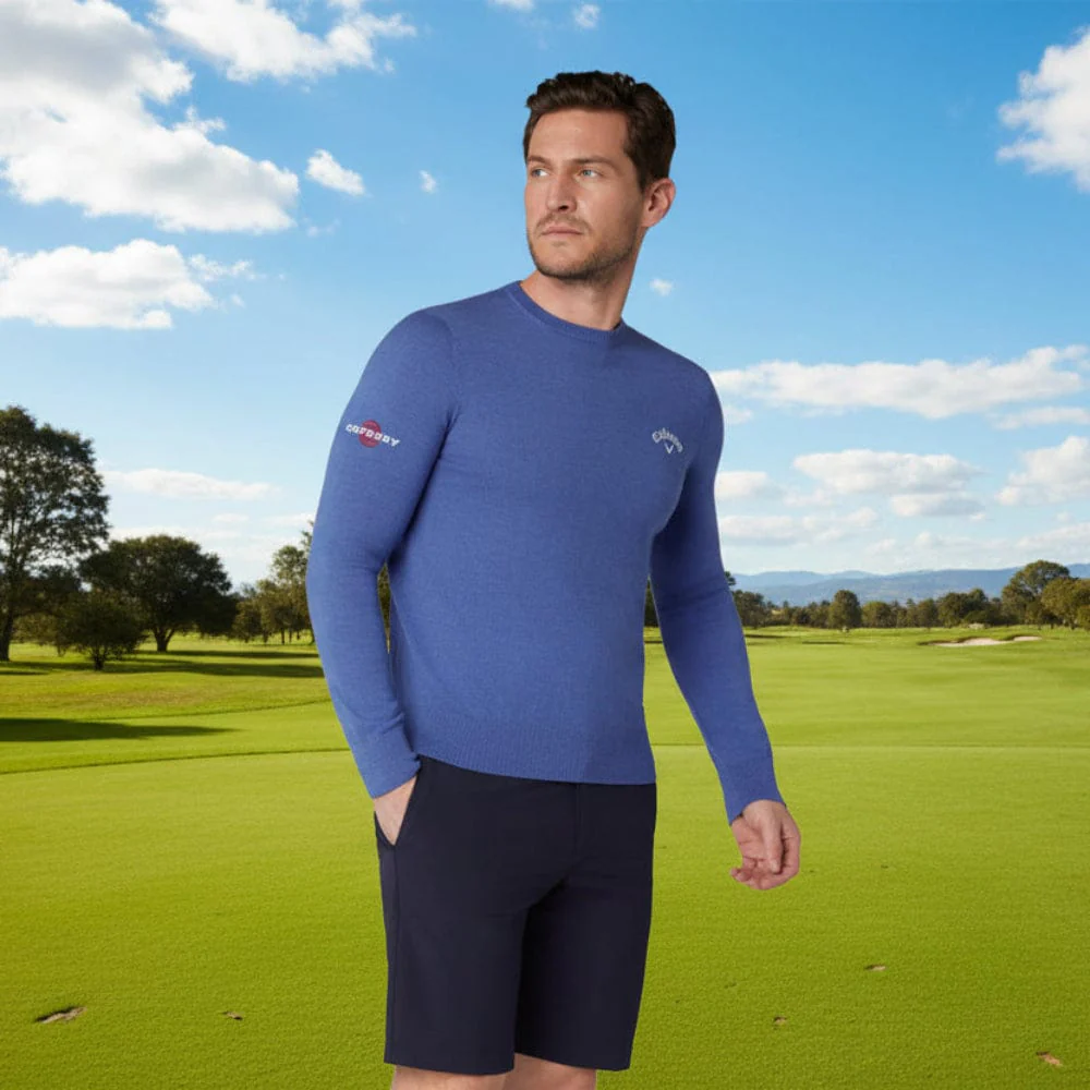Callaway Crew Neck Merino Mix Sweater - Light Magnetic Blue Heather - Image 6