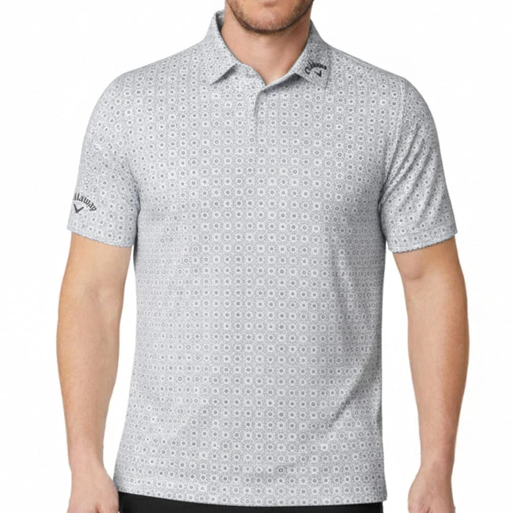 Callaway Golf Foulard Printed Polo Shirt - Bright White - Image 3