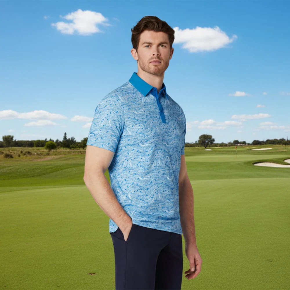 Callaway Hex Marble Polo Shirt - Brilliant Blue - Image 5