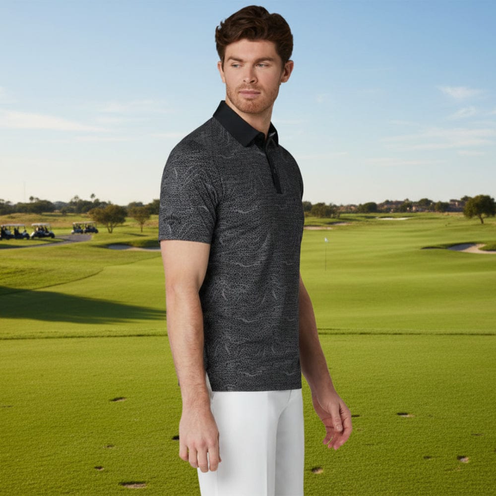 Callaway Hex Marble Polo Shirt - Caviar - Image 5