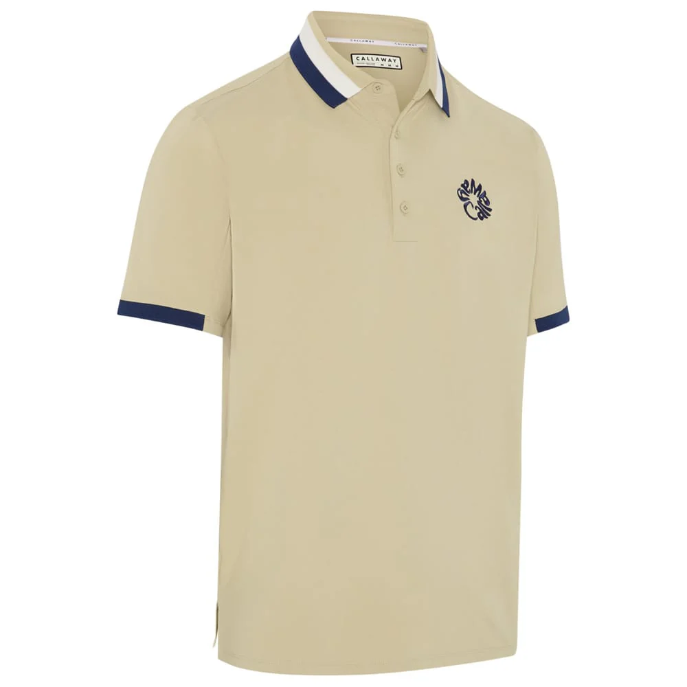 Callaway Legacy Collection Striped Colourblock Ribbed Collar Polo Shirt - Fields of Rye