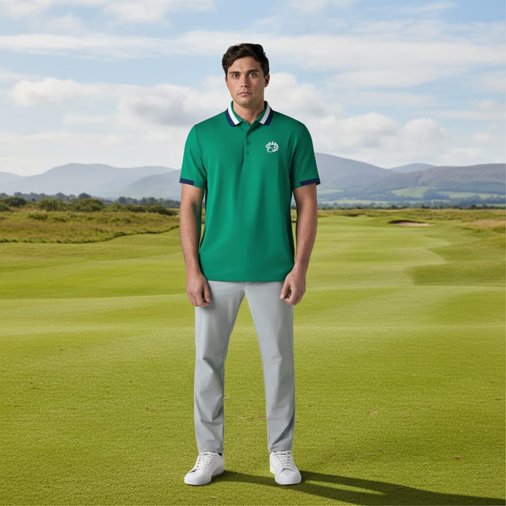 Callaway Legacy Collection Striped Colourblock Ribbed Collar Polo Shirt - Tidepool - Image 5