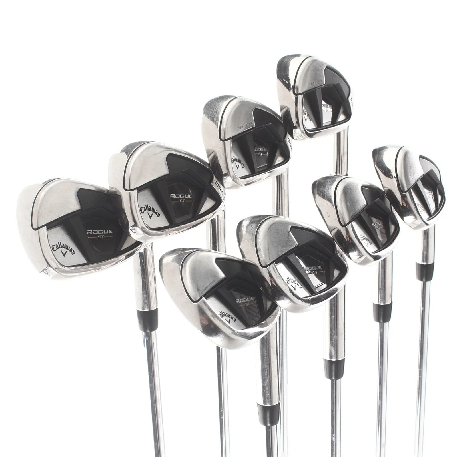Callaway Rogue ST Max Steel Mens Right Hand Irons 6-PW+AW+SW Regular - Project X Rifle 105GR 5.5 - Image 2
