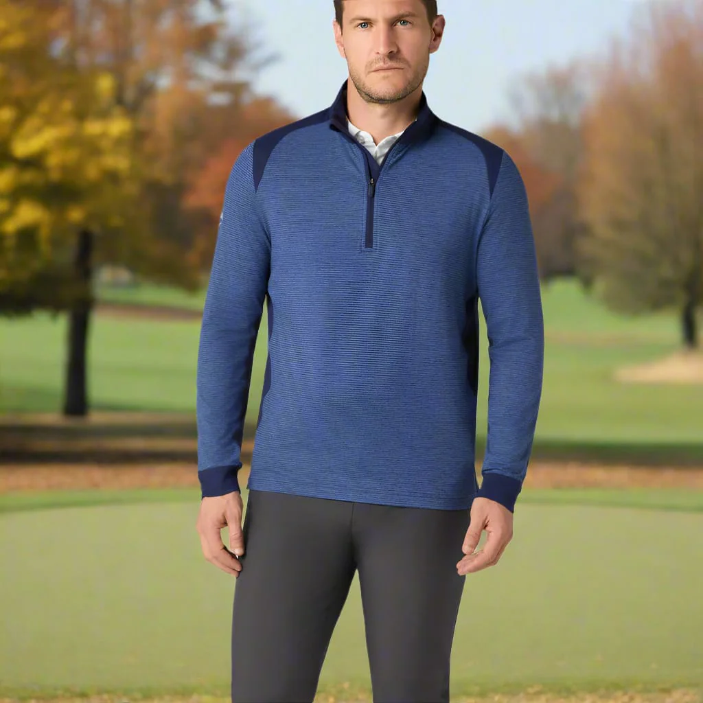 Callaway Soft Touch Blocked 1/4 Zip - Peacoat Heather - Image 5