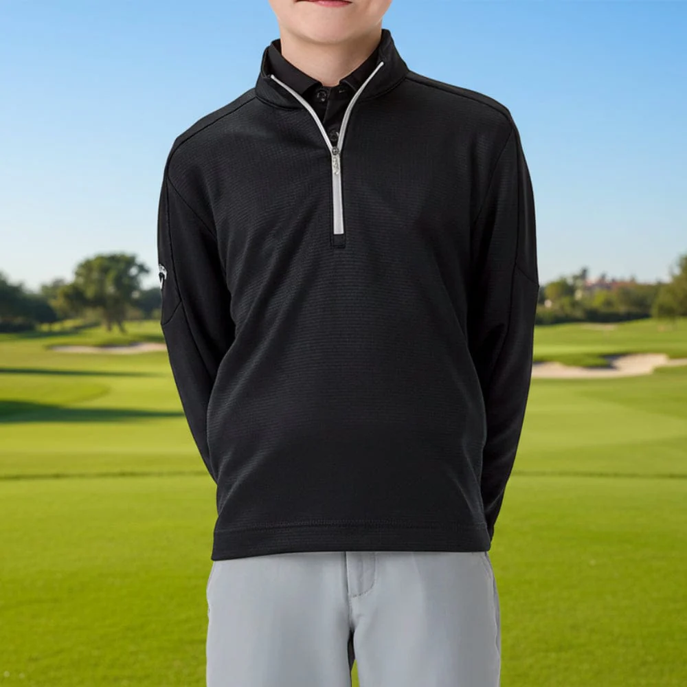 Callaway Youth Hex Fleece 1/4 Zip Pullover - Caviar - Image 3